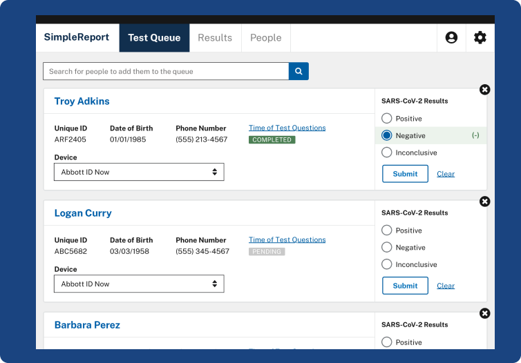 simplereport displayed on a tablet